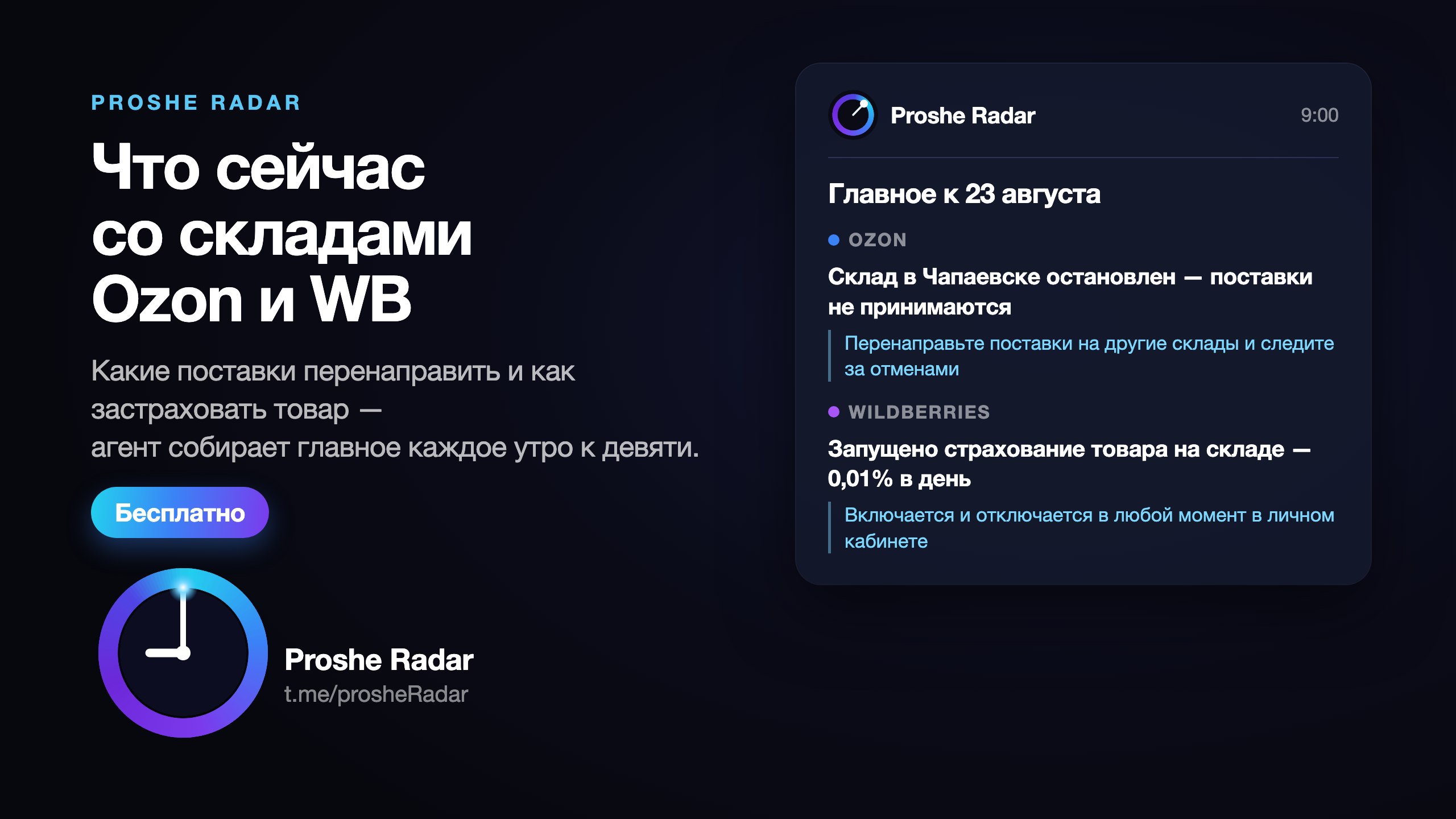 Proshe Radar — Ozon и WB
